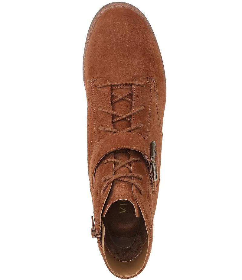 Vionic Catina Waxed Suede Buckled Hardware Strap Ankle Booties