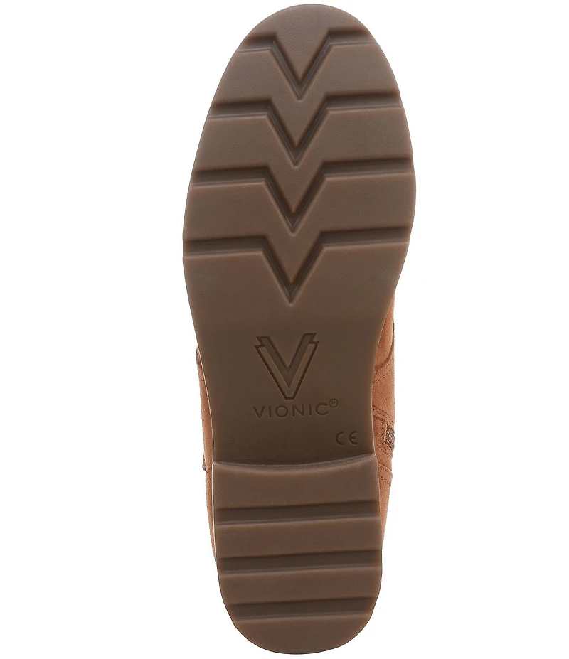 Vionic Catina Waxed Suede Buckled Hardware Strap Ankle Booties