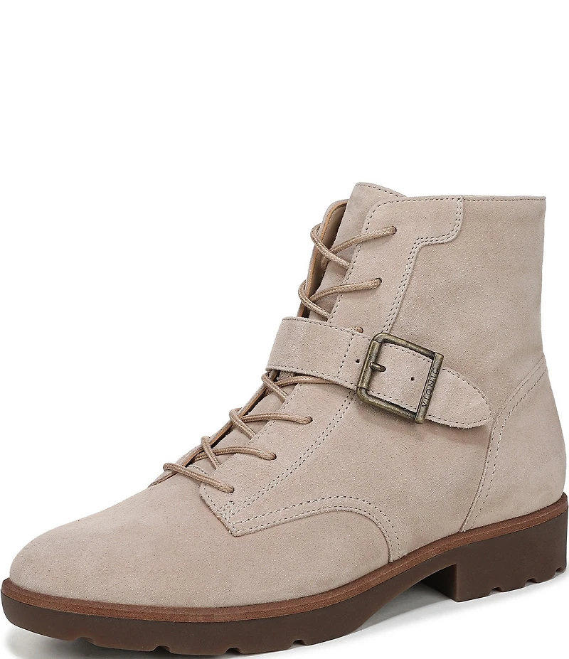 Vionic Catina Suede Buckled Hardware Strap Ankle Booties