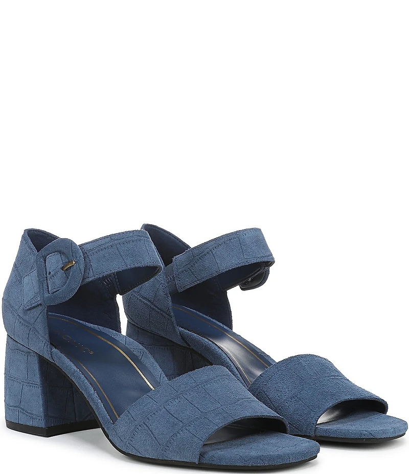 Vionic Chardonnay Croco Embossed Suede Dress Sandals