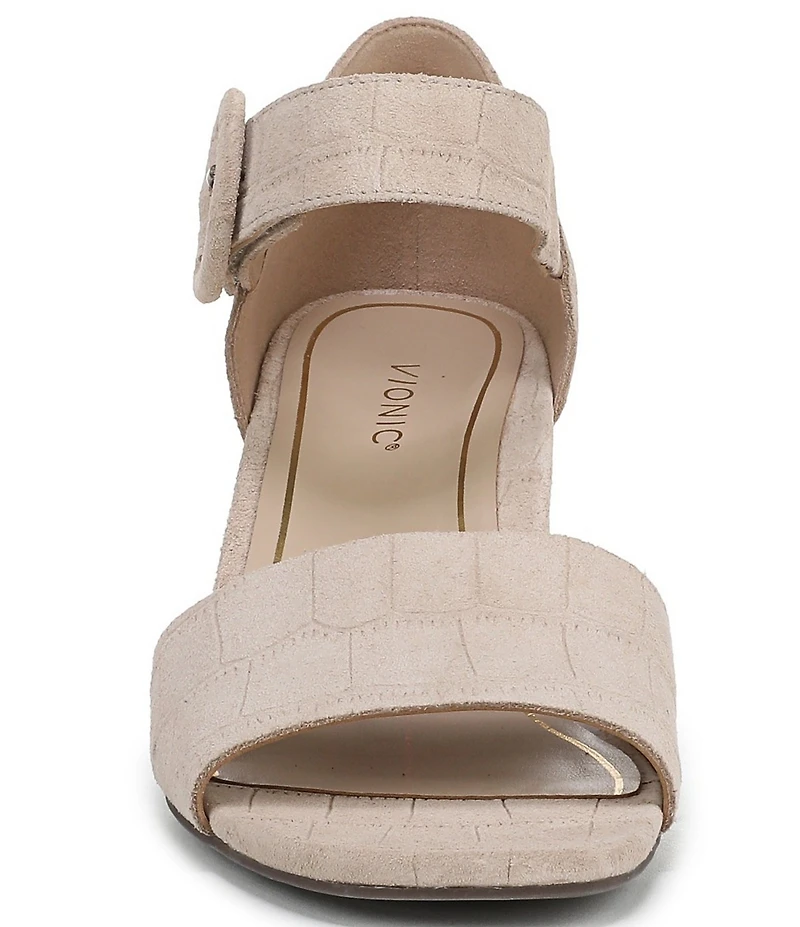 Vionic Chardonnay Croco Embossed Suede Dress Sandals