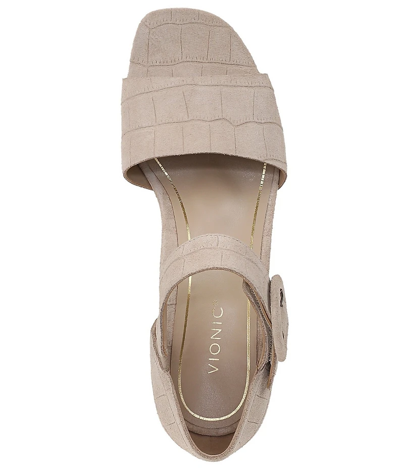 Vionic Chardonnay Croco Embossed Suede Dress Sandals