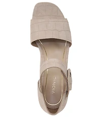 Vionic Chardonnay Croco Embossed Suede Dress Sandals