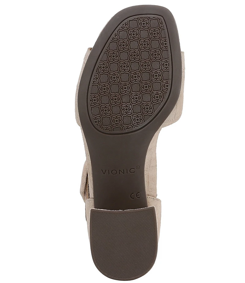 Vionic Chardonnay Croco Embossed Suede Dress Sandals