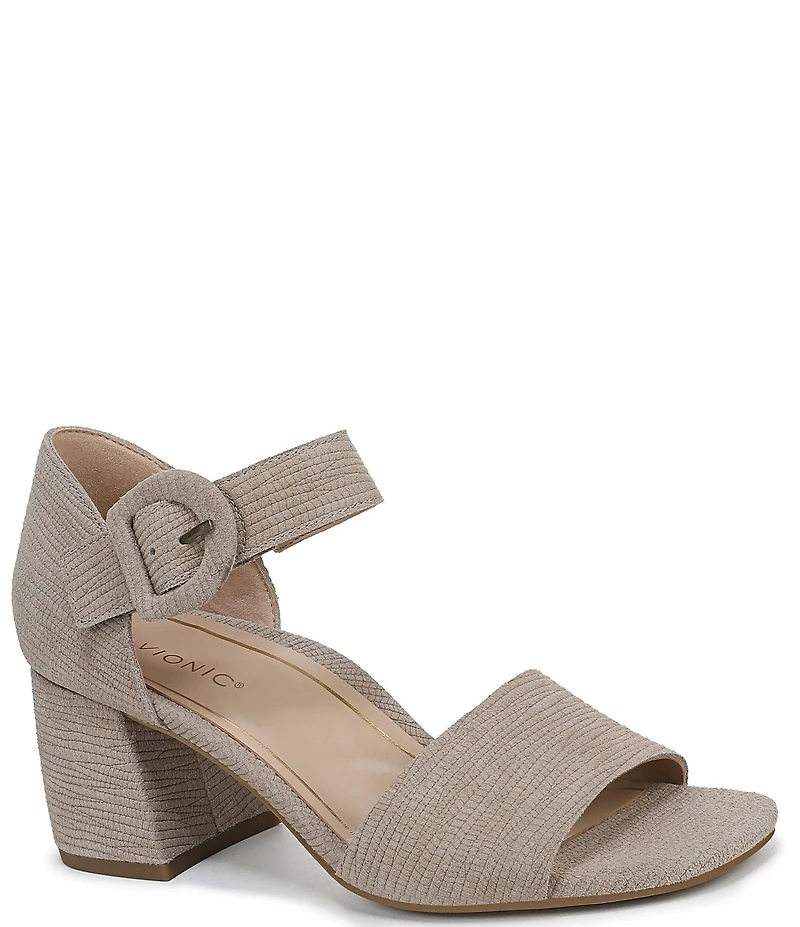 Vionic Chardonnay Embossed Suede Dress Sandals