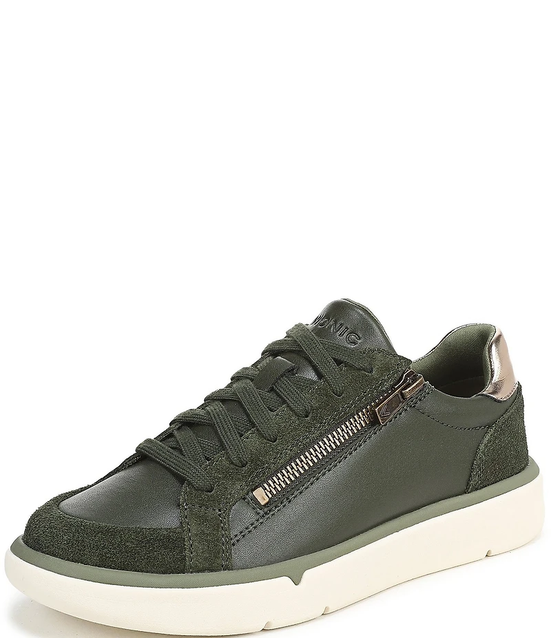Vionic City Walk Axs Leather and Suede Side Zip Sneakers