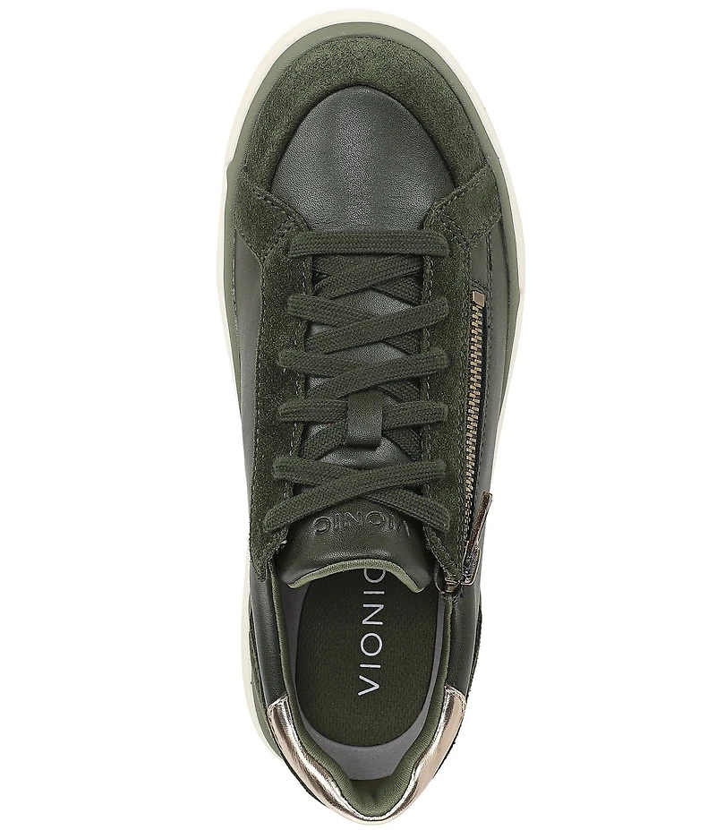 Vionic City Walk Axs Leather and Suede Side Zip Sneakers
