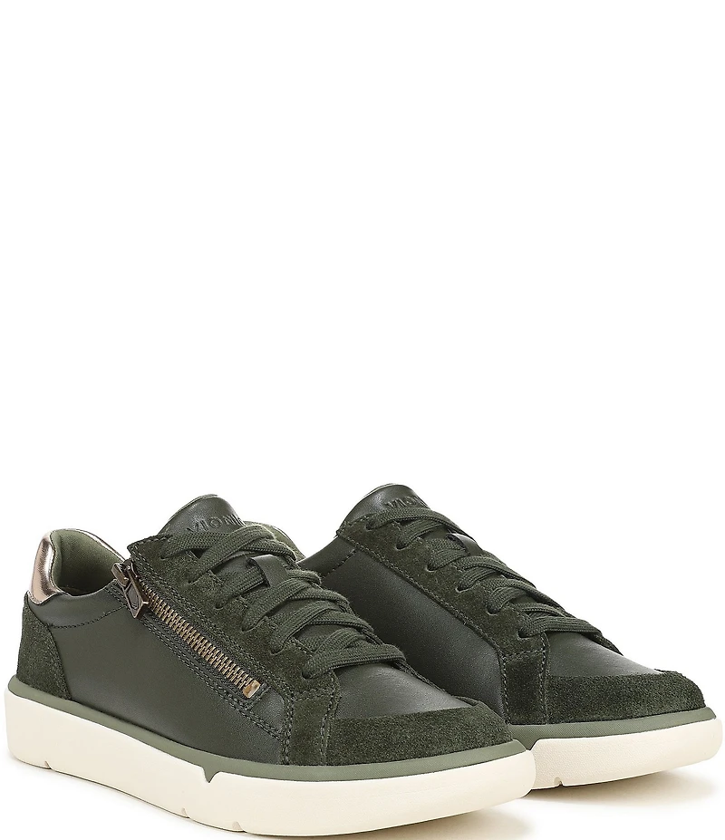 Vionic City Walk Axs Leather and Suede Side Zip Sneakers
