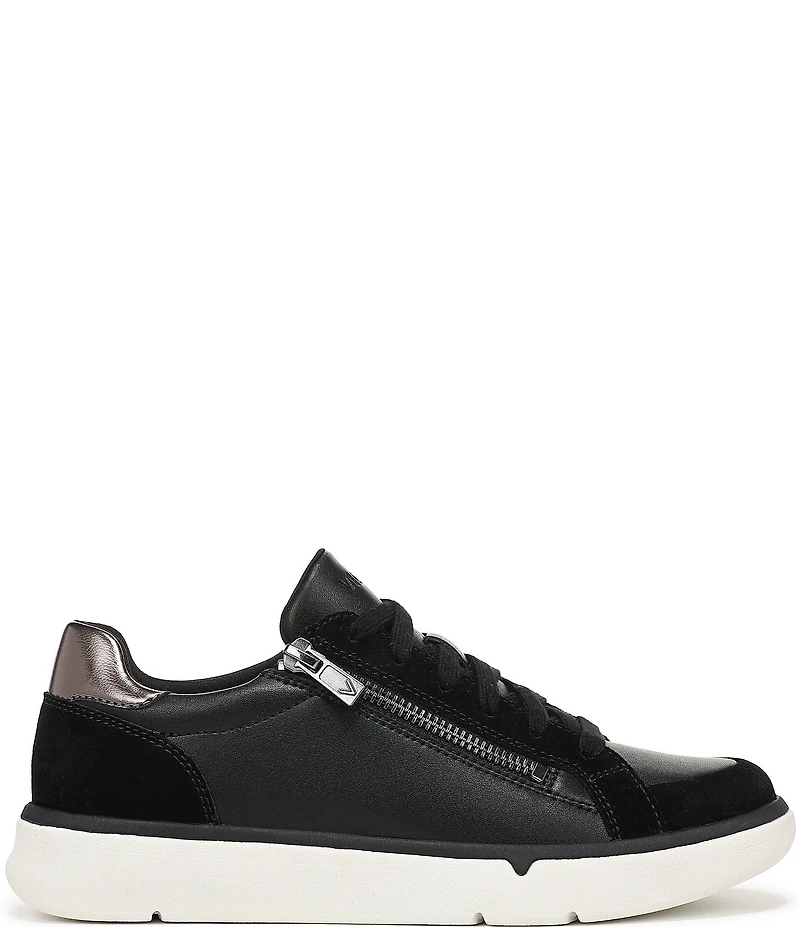 Vionic City Walk Axs Leather and Suede Side Zip Sneakers