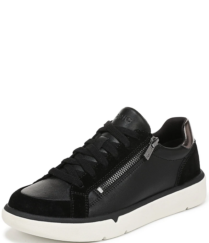 Vionic City Walk Axs Leather and Suede Side Zip Sneakers