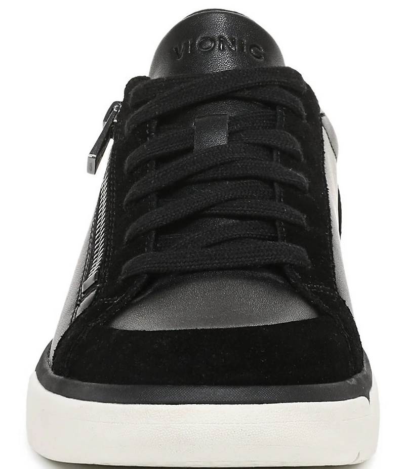 Vionic City Walk Axs Leather and Suede Side Zip Sneakers