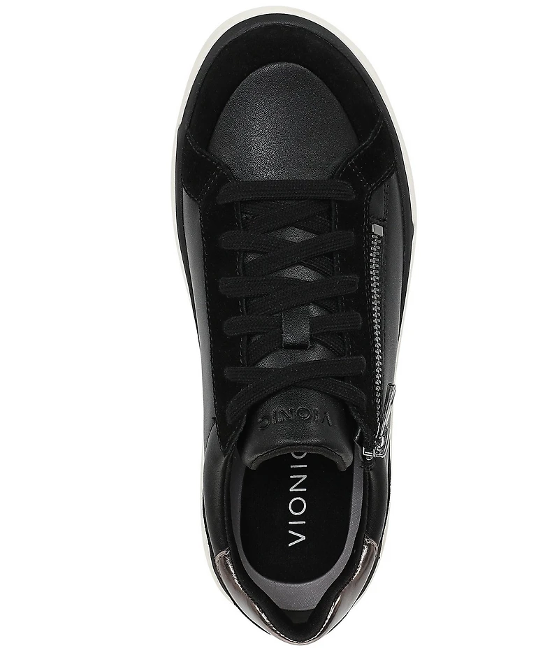 Vionic City Walk Axs Leather and Suede Side Zip Sneakers