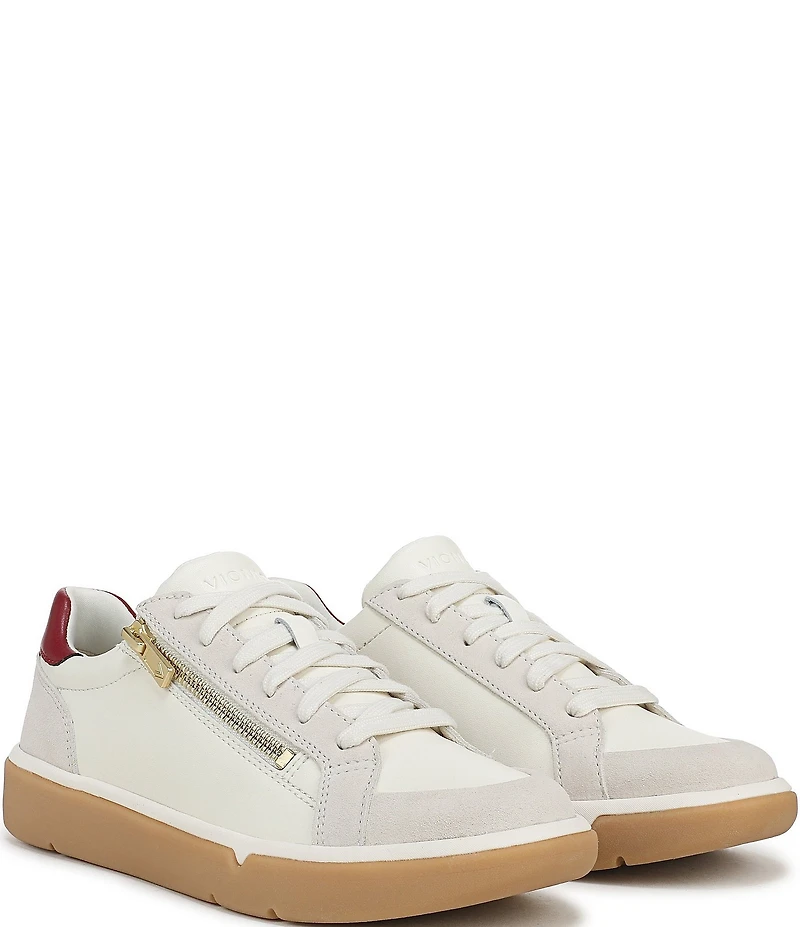 Vionic City Walk Axs Leather and Suede Side Zip Sneakers
