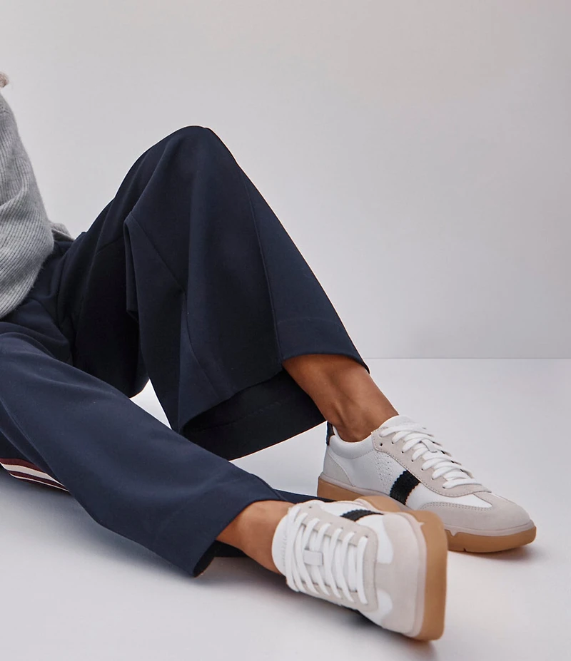 Vionic City Walk Leather and Suede Lace Up Sneakers