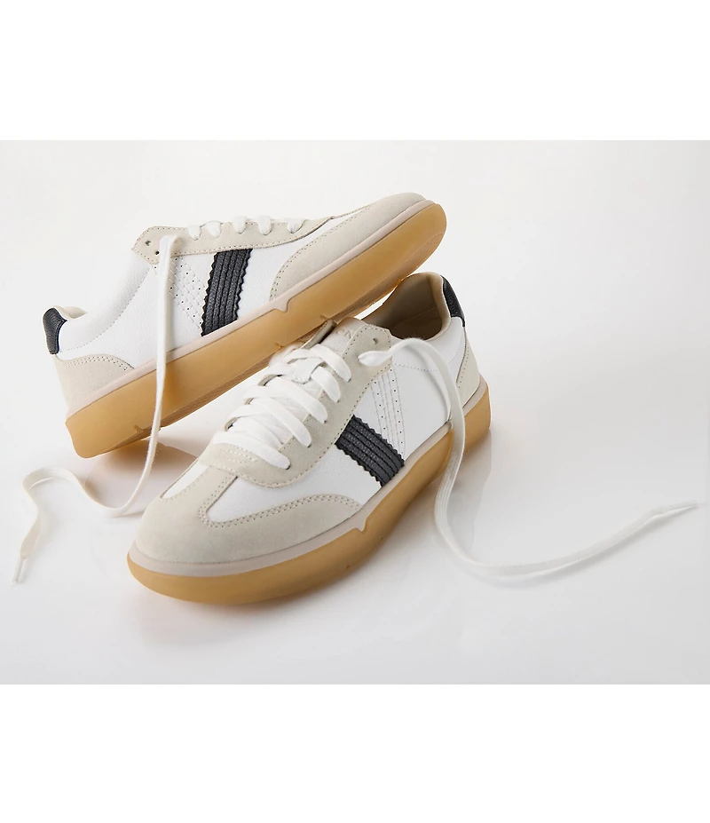 Vionic City Walk Leather and Suede Lace Up Sneakers