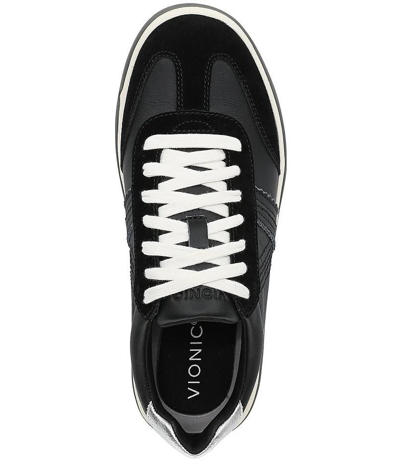 Vionic City Walk Leather and Suede Lace Up Sneakers