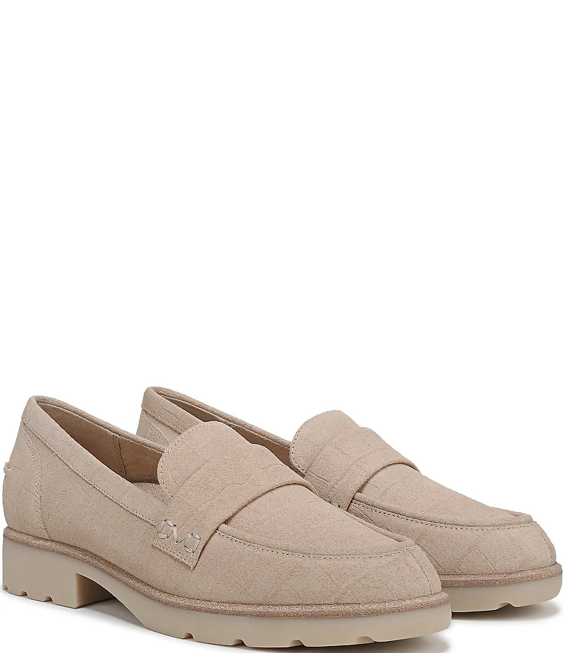 Vionic Cleo Croco Embossed Suede Loafers