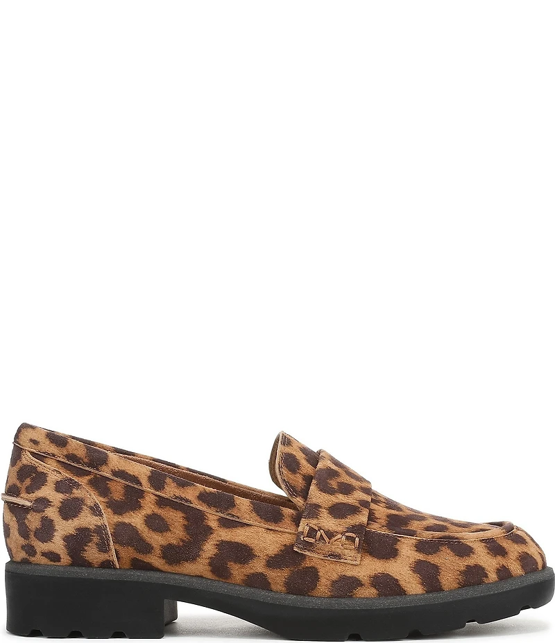 Vionic Cleo Suede Leopard Print Penny Loafers