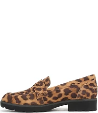 Vionic Cleo Suede Leopard Print Penny Loafers