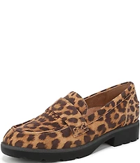 Vionic Cleo Suede Leopard Print Penny Loafers