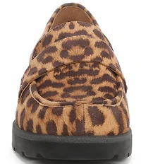 Vionic Cleo Suede Leopard Print Penny Loafers
