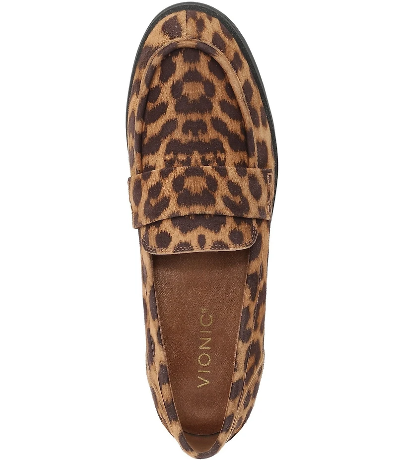 Vionic Cleo Suede Leopard Print Penny Loafers