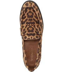 Vionic Cleo Suede Leopard Print Penny Loafers