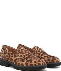 Vionic Cleo Suede Leopard Print Penny Loafers