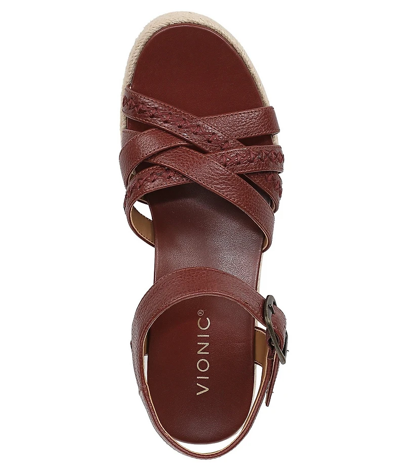Vionic Dana Vegan Leather Wedge Espadrille Sandals