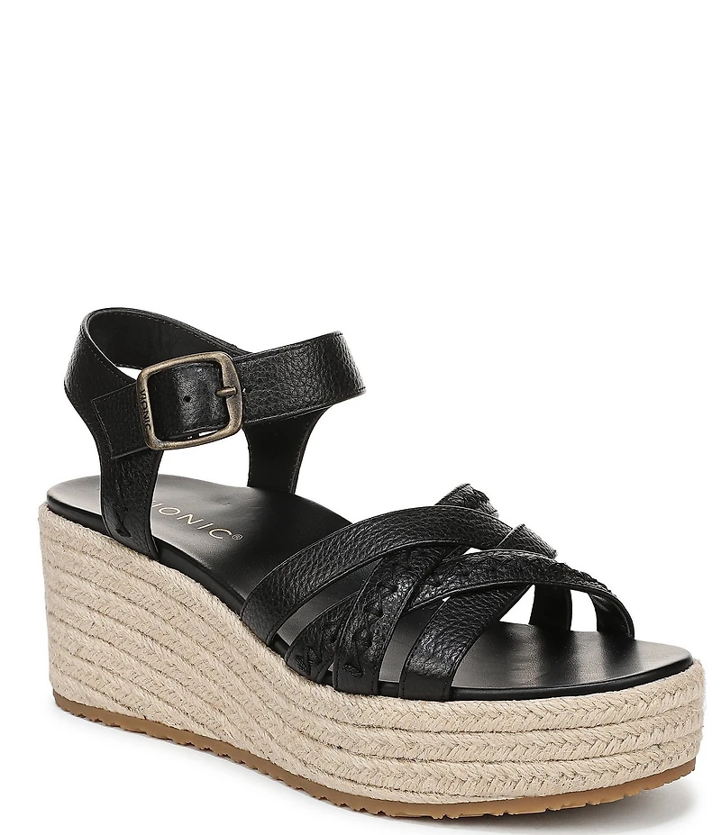 Vionic Dana Vegan Leather Wedge Espadrille Sandals
