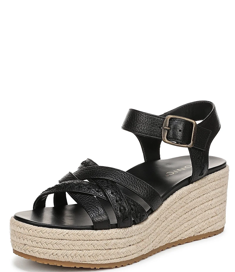 Vionic Dana Vegan Leather Wedge Espadrille Sandals