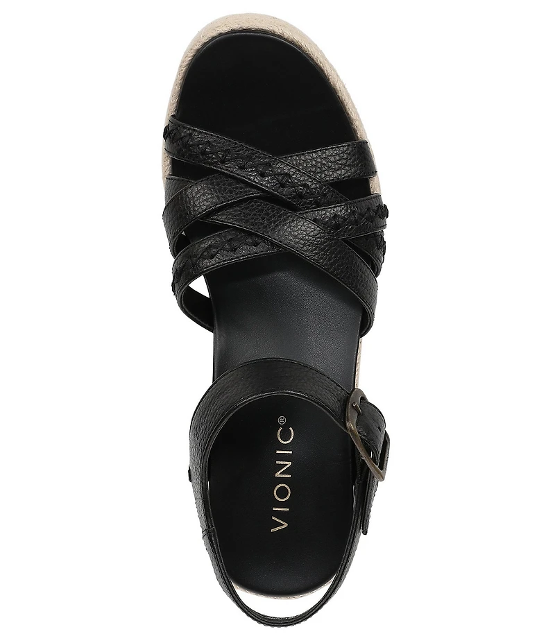 Vionic Dana Vegan Leather Wedge Espadrille Sandals