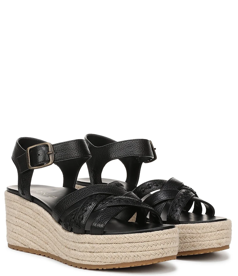 Vionic Dana Vegan Leather Wedge Espadrille Sandals