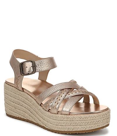 Vionic Dana Vegan Leather Wedge Espadrille Sandals