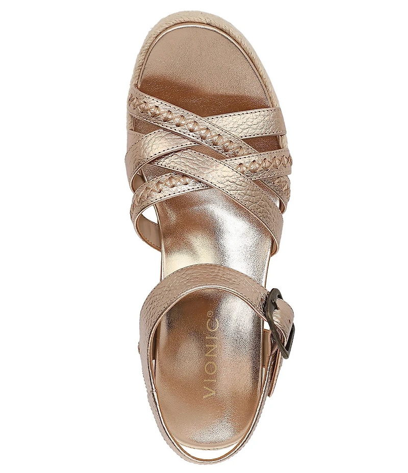 Vionic Dana Vegan Leather Wedge Espadrille Sandals