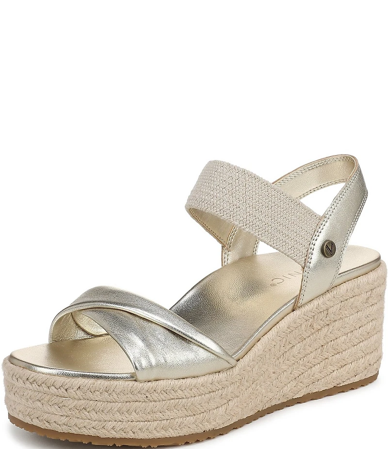 Vionic Darla Leather Wedge Espadrille Sandals