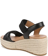 Vionic Darla Leather Wedge Espadrille Sandals