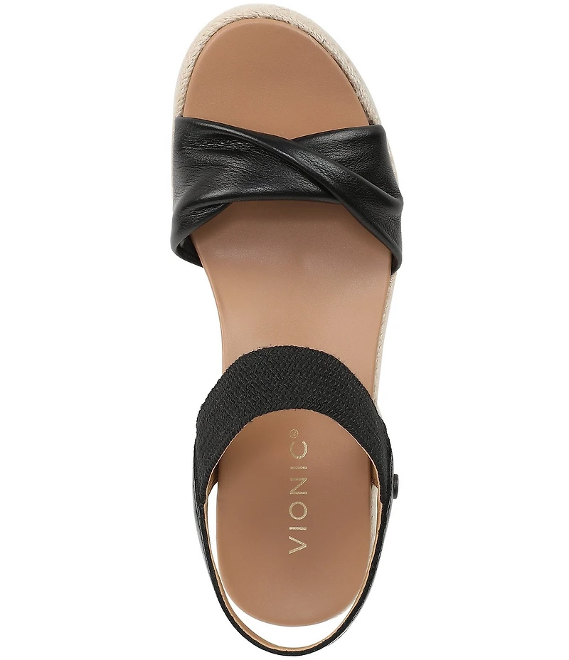 Vionic Darla Leather Wedge Espadrille Sandals