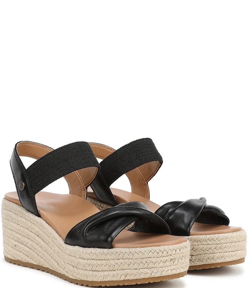 Vionic Darla Leather Wedge Espadrille Sandals