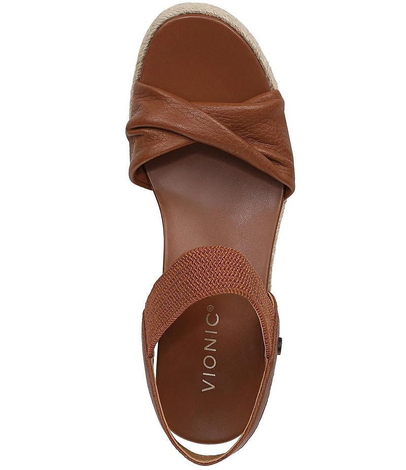 Vionic Darla Leather Wedge Espadrille Sandals