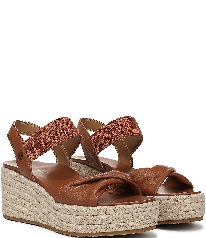 Vionic Darla Leather Wedge Espadrille Sandals