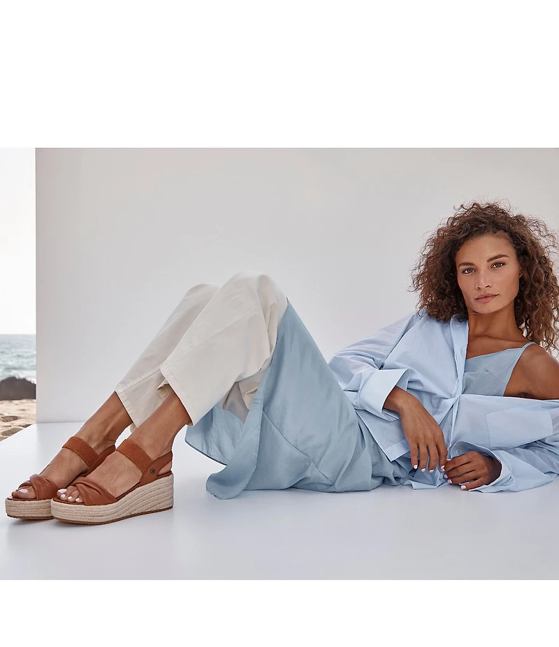 Vionic Darla Leather Wedge Espadrille Sandals