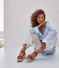 Vionic Darla Leather Wedge Espadrille Sandals