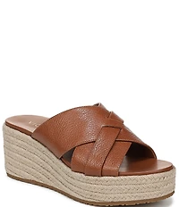 Vionic Dawn Leather Espadrille Wedge Sandals