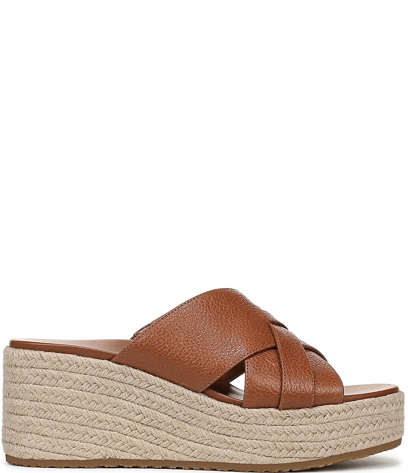 Vionic Dawn Leather Espadrille Wedge Sandals