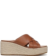 Vionic Dawn Leather Espadrille Wedge Sandals