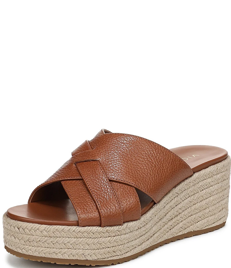 Vionic Dawn Leather Espadrille Wedge Sandals