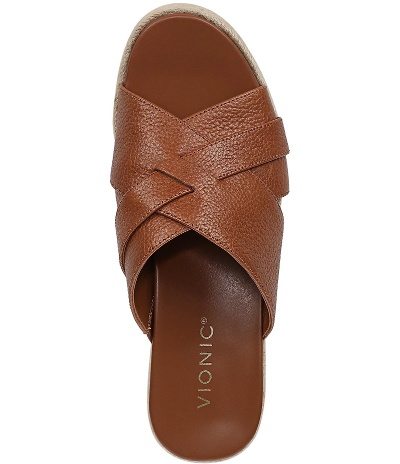 Vionic Dawn Leather Espadrille Wedge Sandals