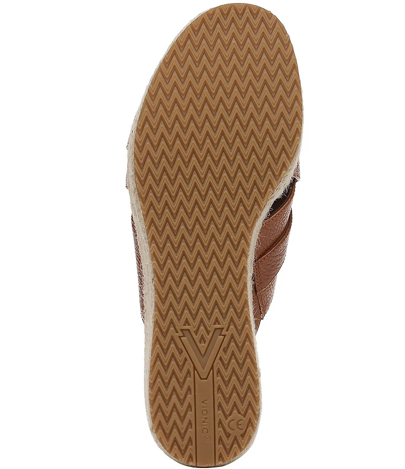Vionic Dawn Leather Espadrille Wedge Sandals