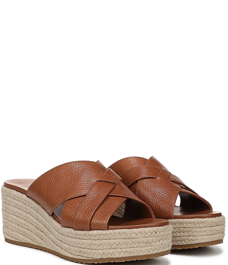 Vionic Dawn Leather Espadrille Wedge Sandals